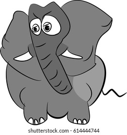 Old Elephant Skeptical About Something Illustration
