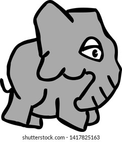 Old Elephant Too Tired To Walk Vector