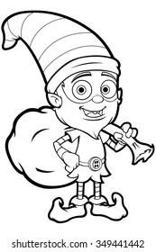 Old Elf Character In Black And White