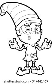 Old Elf Character In Black And White