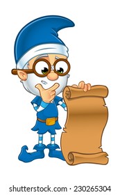 Old Elf Character In Blue - Holding List