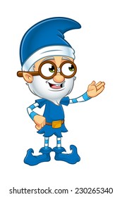 Old Elf Character In Blue - Presenting