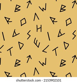 Old elf, mystic runic divine language seamless pattern for book cover, wrapping paper 
