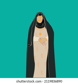 OlD Emirati women grandmother wearing traditional Dress