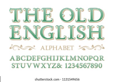 Old English Alphabet With Numbers In Vintage Style.