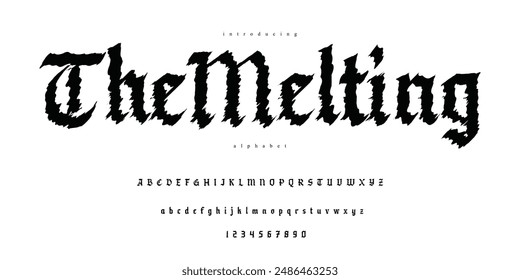 old english blackletter font scratch rustic broken for logo, brand, music, poster, fashion vector alphabet ABC
