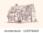 old English house hand drawn vector llustration