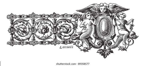 Alte gravierte Illustration der Zeichnung des ersten Armbands von Francois-Desire Froment, einzeln auf weißem Hintergrund. Industrielle Enzyklopädie E.-O. Lami - 1875.
