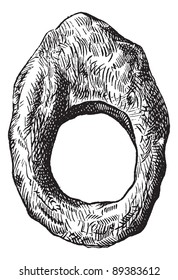 Old engraved illustration of finger ring of roman period isolated on a white background. Industrial encyclopedia E.-O. Lami - 1875.