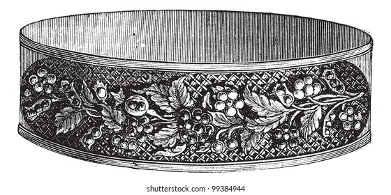 Old engraved illustration of flower design modern bracelet isolated on a white background. Industrial encyclopedia E.-O. Lami - 1875.
