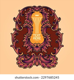 Old engraved ornament with floral border frame illustrations vector for your work logo, merchandise t-shirt, stickers and label designs, poster, greeting cards advertising business company or brands