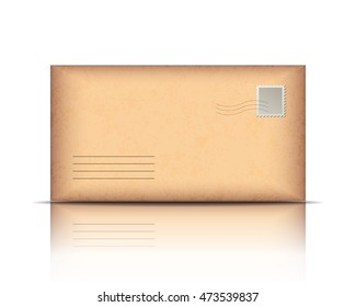 Old envelope, isolated on white.