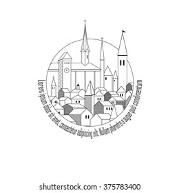 old European city, vector, illustration