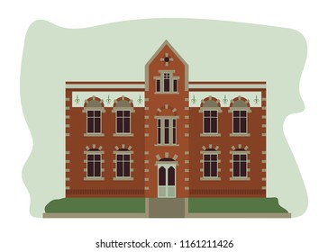 Old european house. Vector flat style illustration