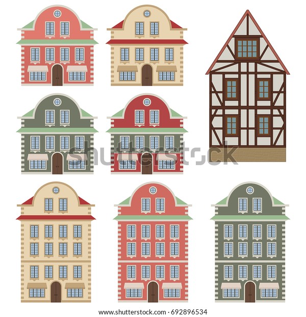 Old European Houses Colored Drawing Vector Stock Vector (Royalty Free ...