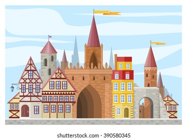 Old European town skyline