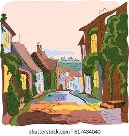 old European town. street. sketch