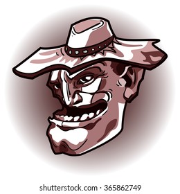 Old evil cowboy in a hat