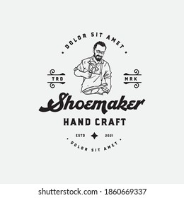 Old experience shoemaker hand drawn logo concept retro and vintage design