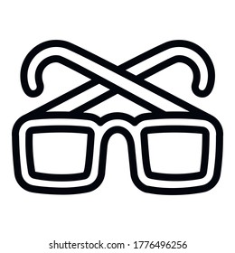 Old eyeglasses icon. Outline old eyeglasses vector icon for web design isolated on white background