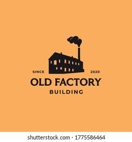 Old factory building vector illustration logo icon sign design template. Isolated object