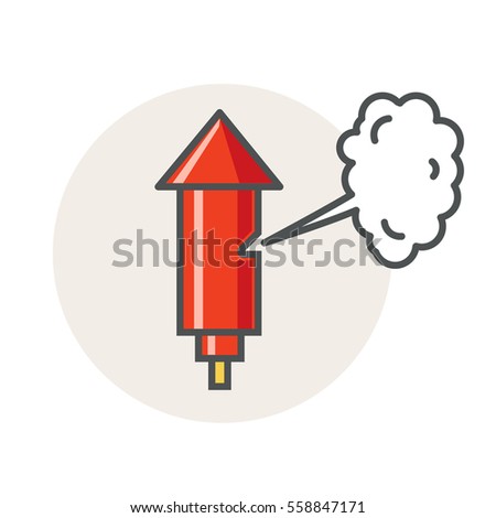 Old factory steam whistle. Vector red horn icon. Flat style design.