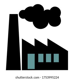 Old Factory Vector Silhouette On White Background