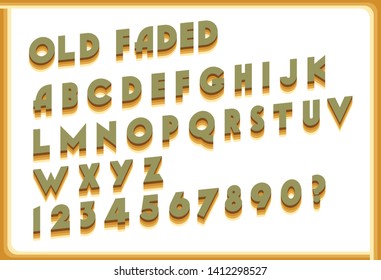 old faded letter vintage retro font alphabet vector