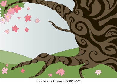 Old fairy tree, vector illustration