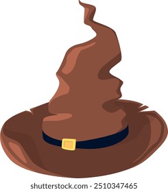 Old fairytale hat cartoon icon. Fantasy magic witch cap
