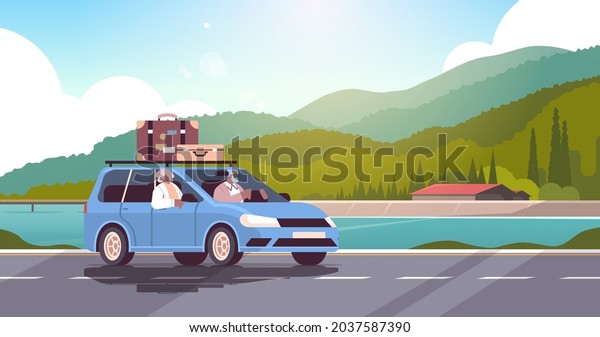old
family driving in car on weekly holiday senior african american
travelers couple traveling by car active old
age