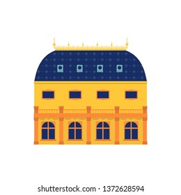 Old and famous national theatre. Czech architecture city symbol of Czech Republic. Travel banner. Vector illustration isolated on white background