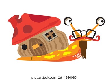 Old Fantasy Snail Carrying a House