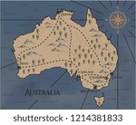 Old, fantasy themed Australia vector map.