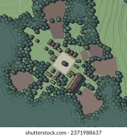 Old, fantasy village vector map