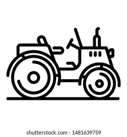 Old farm tractor icon. Outline old farm tractor vector icon for web design isolated on white background