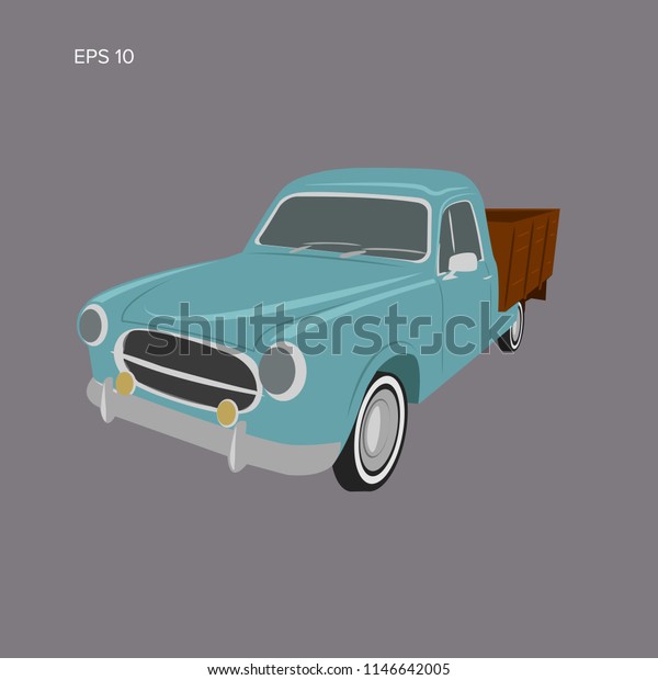 Old farmer pickup truck vector illustration icon.\
Vintage transport vehicle