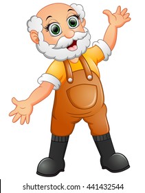 Old farmer waving hand