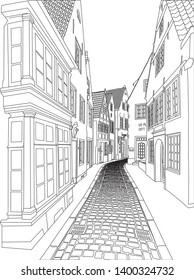 Old fashion alleyway illustration - Vector