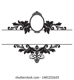 old fashion black mirror, vector monogram frame