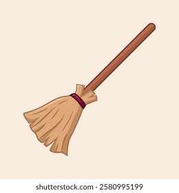 Old fashion broom with wooden handle