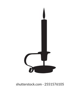 Old Fashion Candle Holder Silhouette Vector Illustration