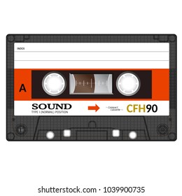 Old fashion cassette tape design, retro technology illustration.
