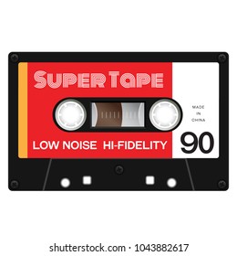 Old fashion cassette tape design, retro technology illustration.
