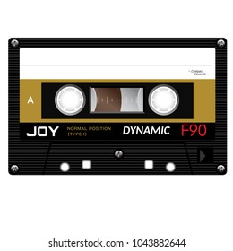 Old fashion cassette tape design, retro technology illustration.