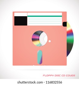 Old Fashion Floppy Disc Compact Disc, DVD, CD, CD-RW, DVD-RW Drive Cover Vector illustration, Icon, Symbol, Sticker