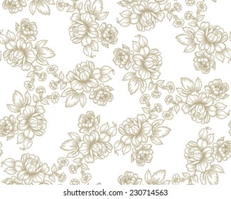 Old fashion seamless vector pattern with flowers