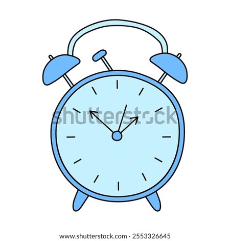 Old fashioned alarm clock, back to school concept, doodle style vector