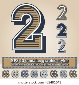 Alfabeto de estilo antiguo. Carta 2. El archivo contiene estilos gráficos disponibles en el Illustrator 10 + Puede aplicar los estilos a cualquiera de sus fuentes u objetos