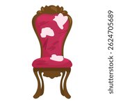 Old fashioned armchair with carved legs and faded upholstery, a piece of vintage furniture for interior design projects